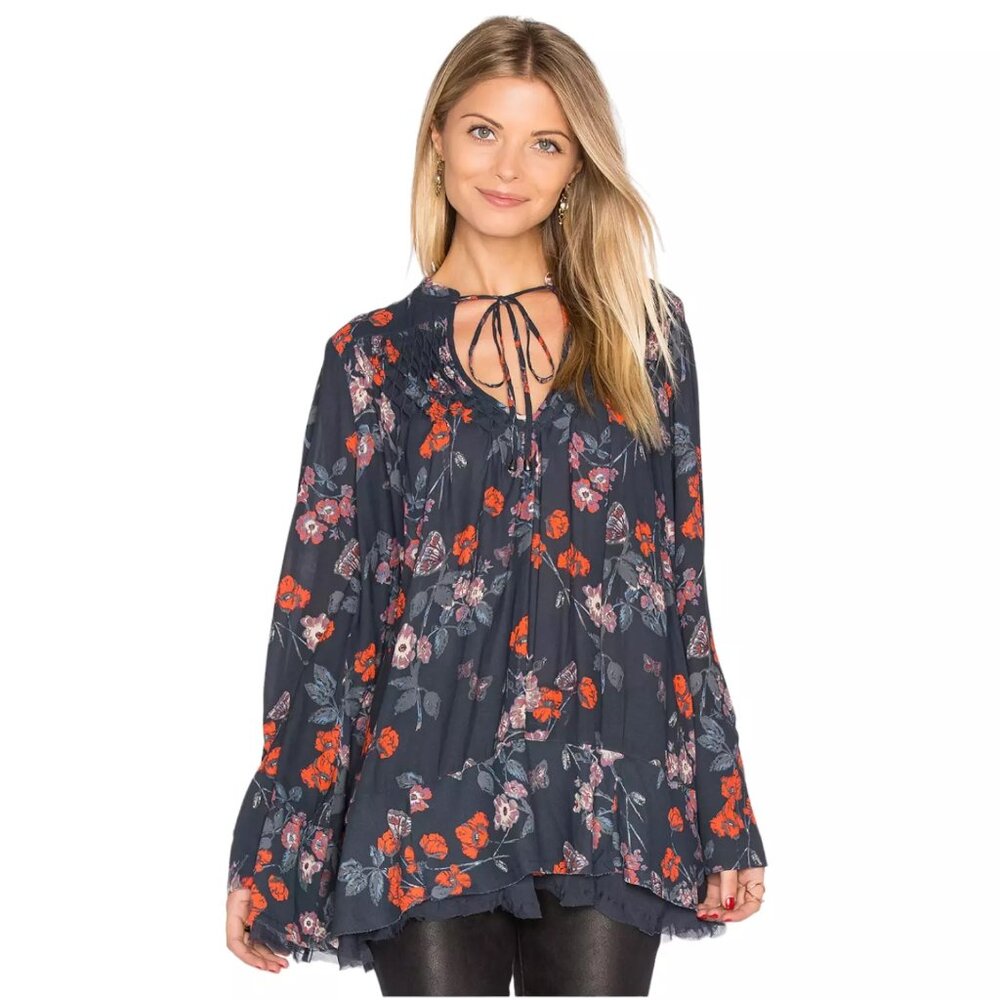 Free People Boho Blue/Orange Floral